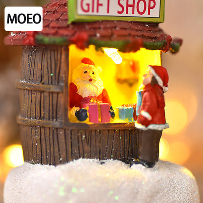 Christmas Resin Mini House Santa Shop Ornament